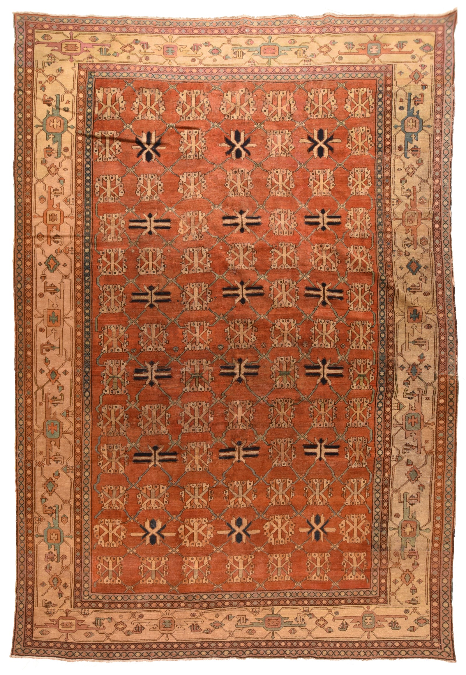 Antique Peach Bakhshaish Persian Area Rug