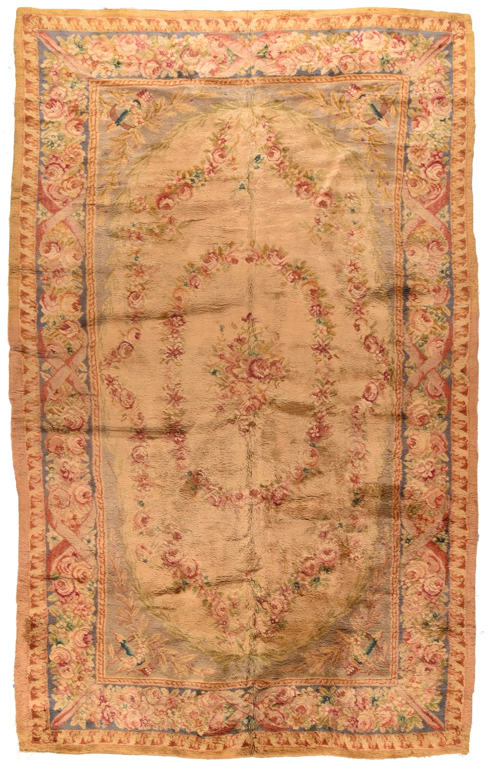 Antique Light Blue French Savonnerie Area Rug