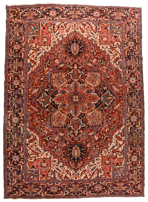 Semi Antique Light Brown Persian Heriz Area Rug