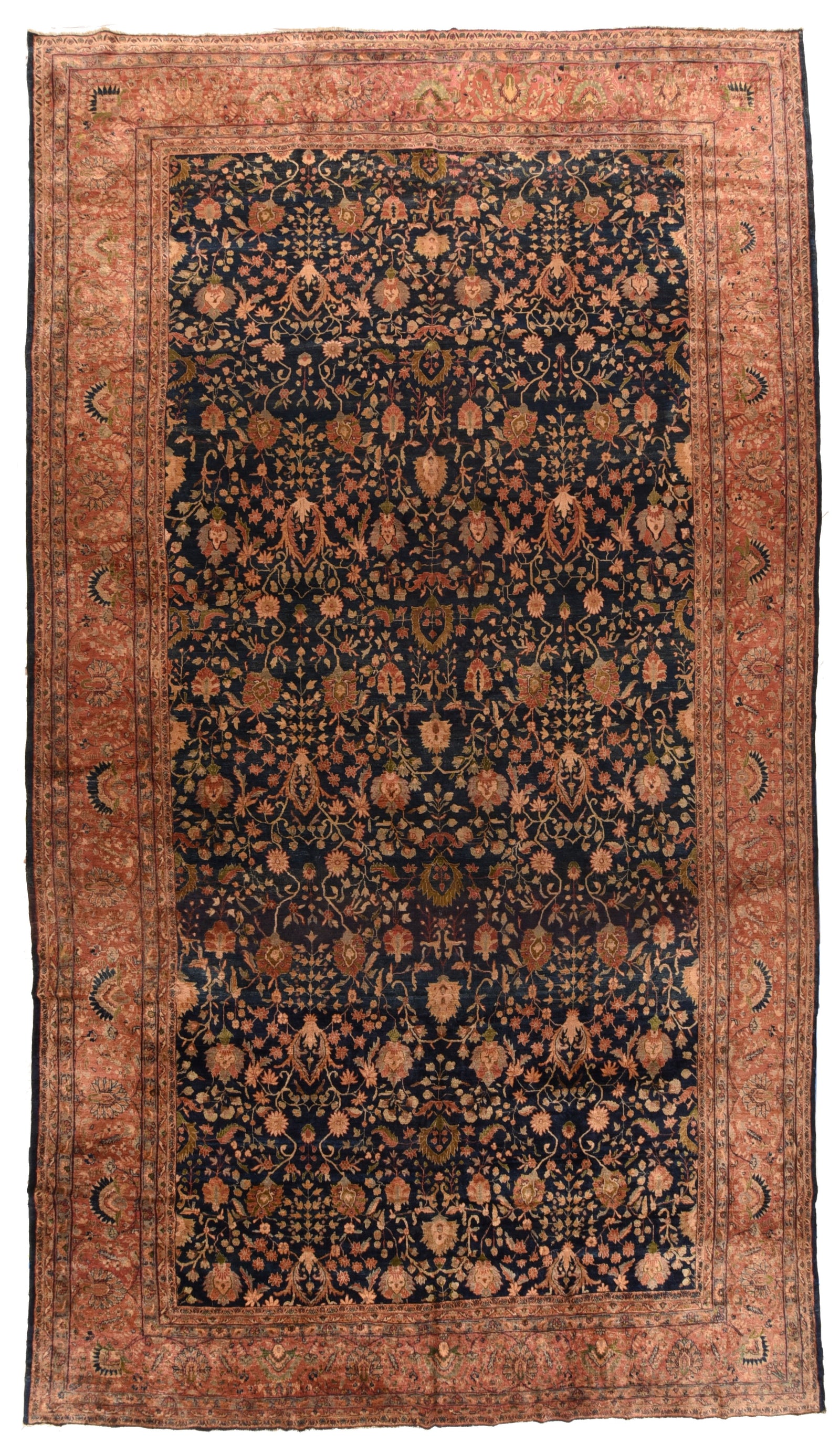 Antique Beige Persian Sarouk Area Rug