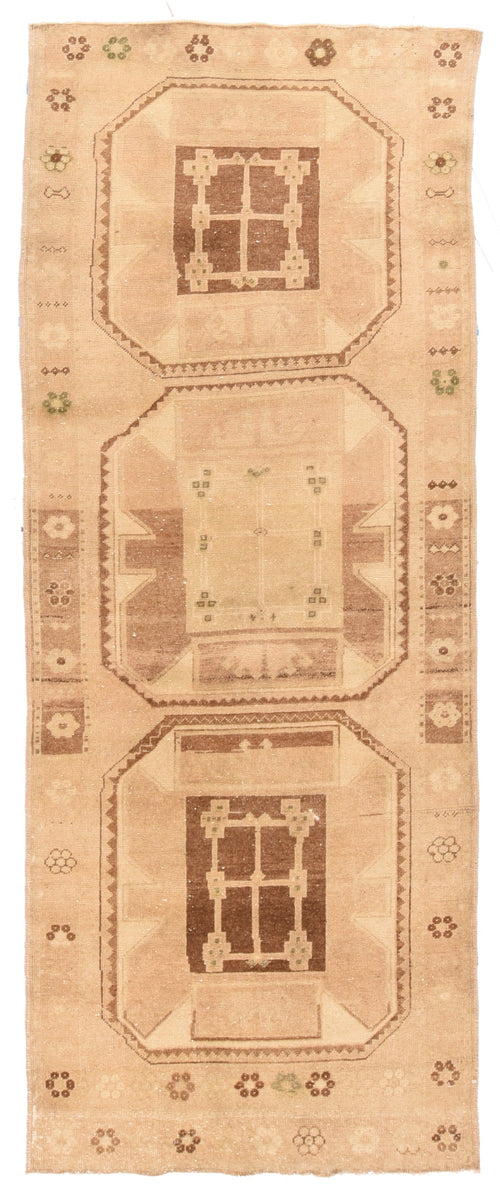 Antique Light Brown Turkish Oushak Area Rug