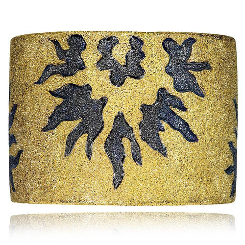 Sun Cuff in Silver, Gold and Black Rhodium