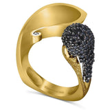 Black Diamonds and Yellow Gold Calla Ring