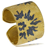 Sun Cuff in Silver, Gold and Black Rhodium