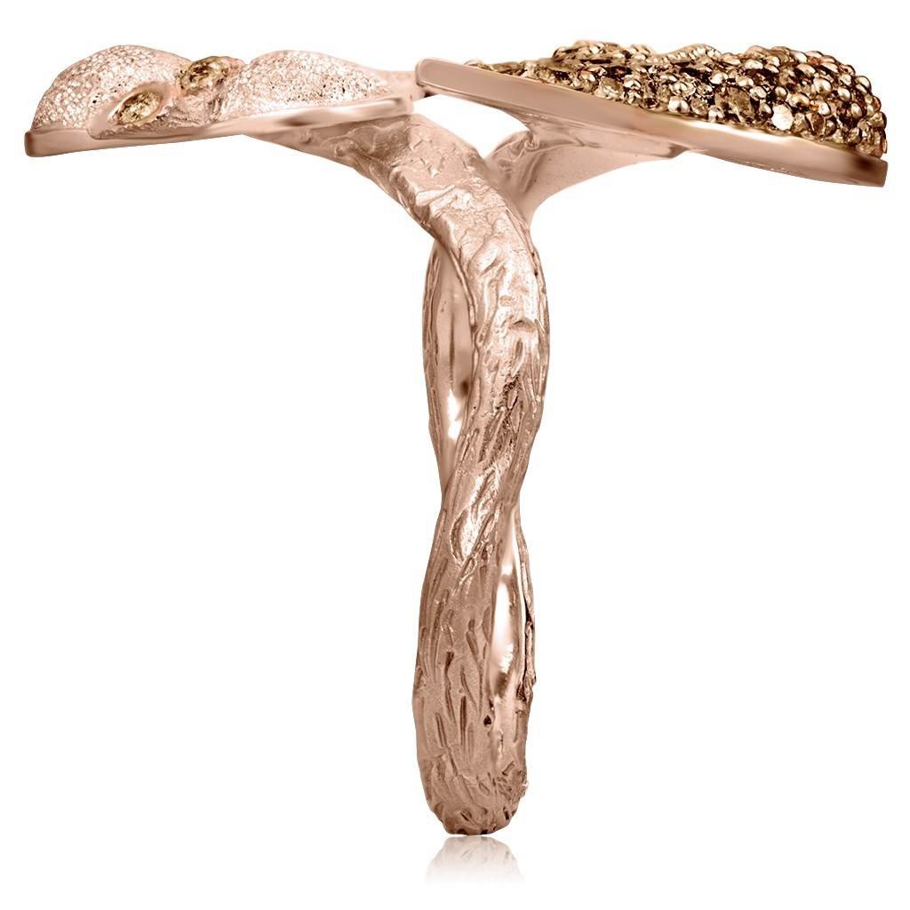 Champage Diamonds and Rose Gold Double Leaf Ring