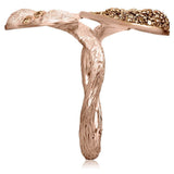 Champage Diamonds and Rose Gold Double Leaf Ring