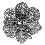 Green Agate, White Quartz Doublet with Black Spinel Coronaria Brooch Pendant in Blackened Silver