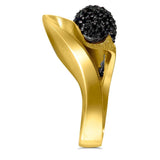 Black Diamonds and Yellow Gold Calla Ring