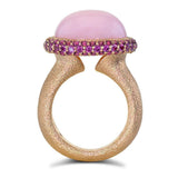 Pink Opal and Rhodolite Garnets Cocktail Ring in Rose Gold