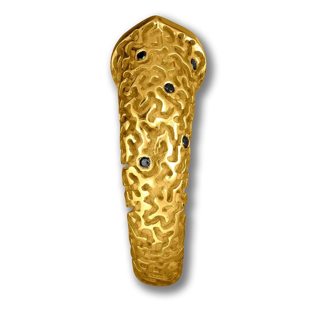 Black Diamonds and Yellow Gold Aorn Ring