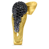 Black Diamonds and Yellow Gold Calla Ring