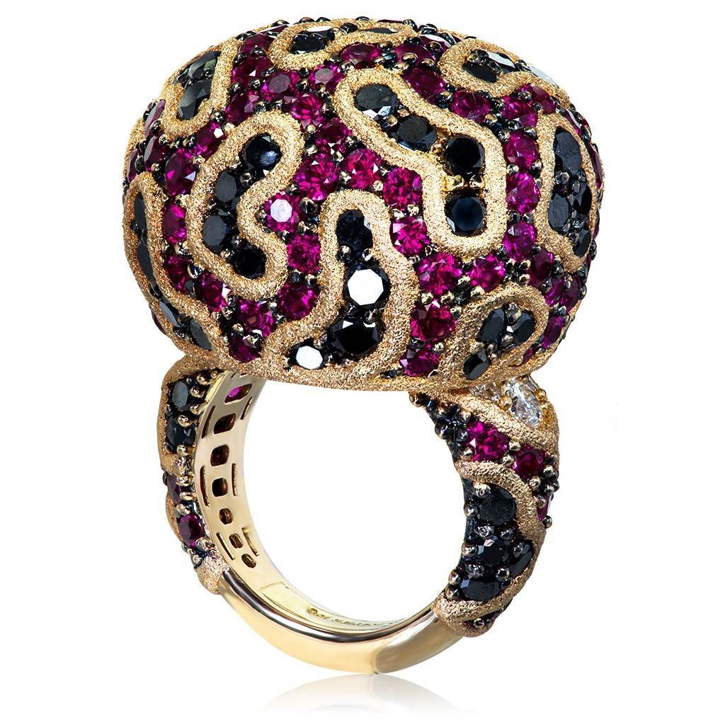 Ruby and Diamond Rose Gold Fine Lace Ring