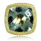 Green Amethyst and Peridot Royal Ring in Yellow Gold