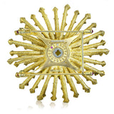 Lemon Quartz, Yellow Sapphires, and Diamond Astra Brooch in Yellow Gold