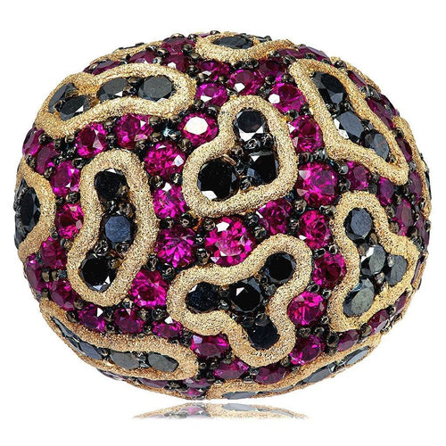 Ruby and Diamond Rose Gold Fine Lace Ring