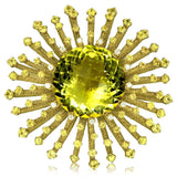 Lemon Quartz, Yellow Sapphires, and Diamond Astra Brooch in Yellow Gold