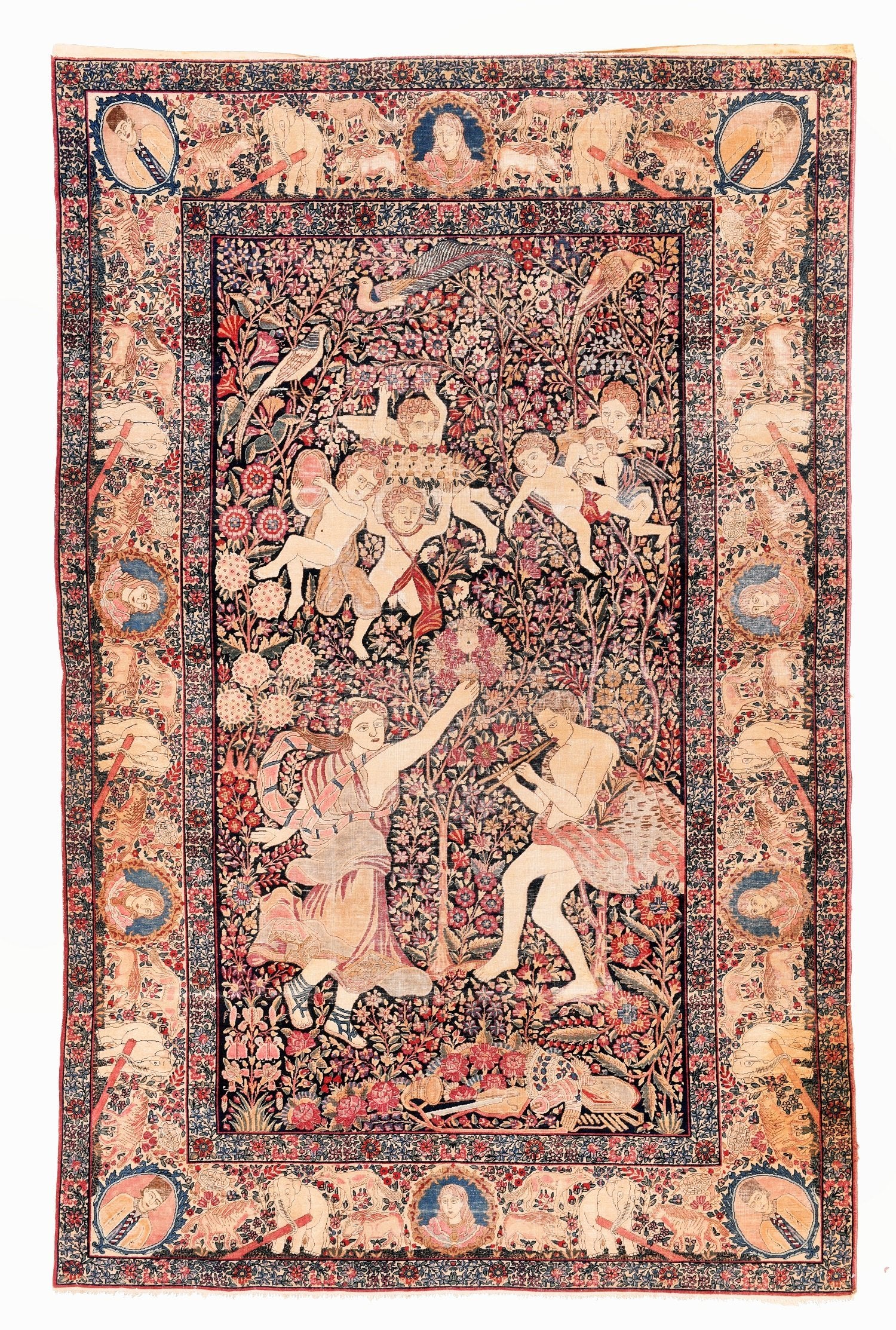 Antique Hand Made Kerman Persian Rug