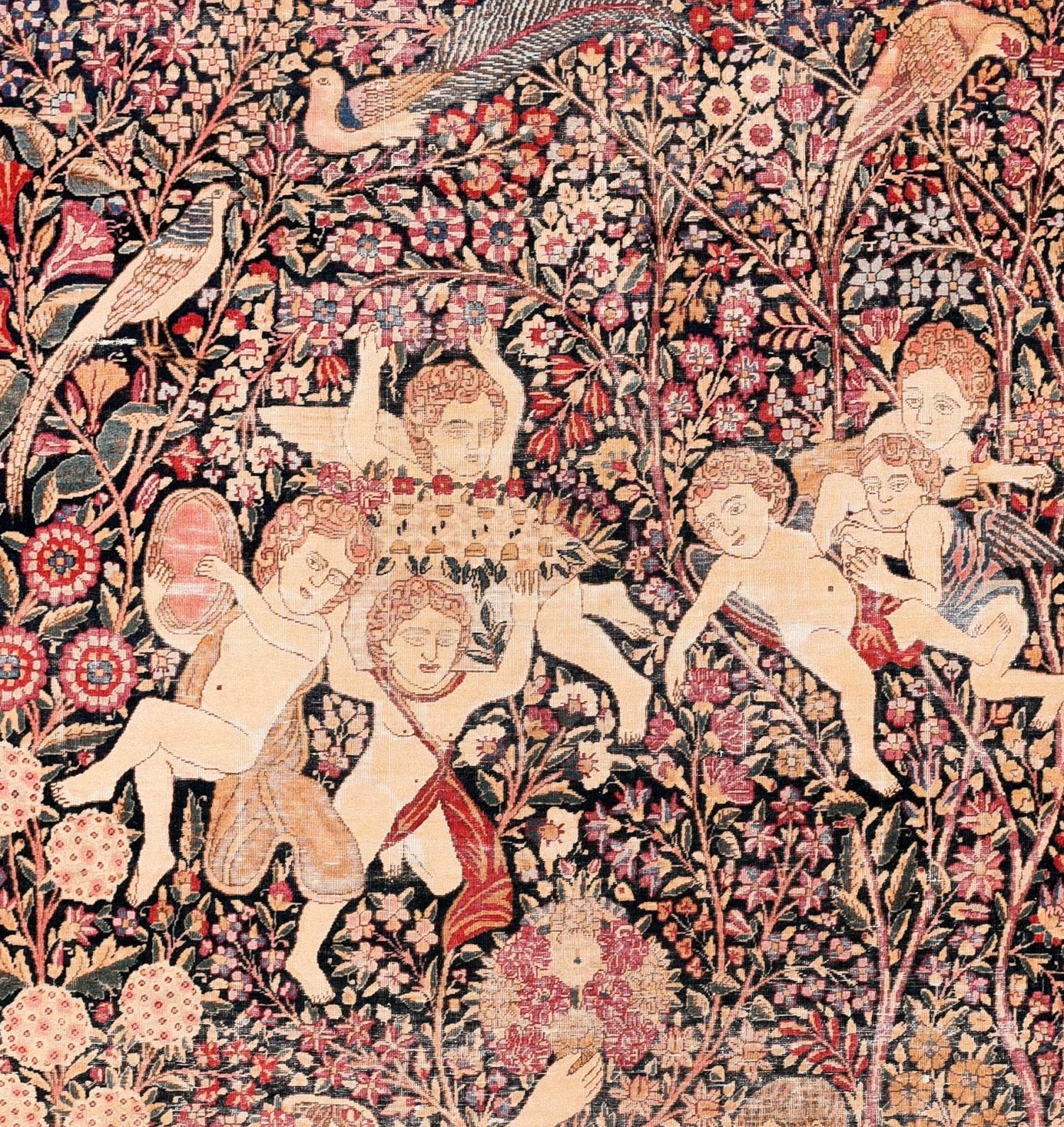 Antique Hand Made Kerman Persian Rug