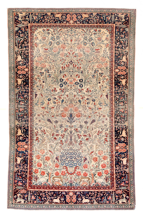 Antique Hand Made Mohtasham Kashan Persian Rug