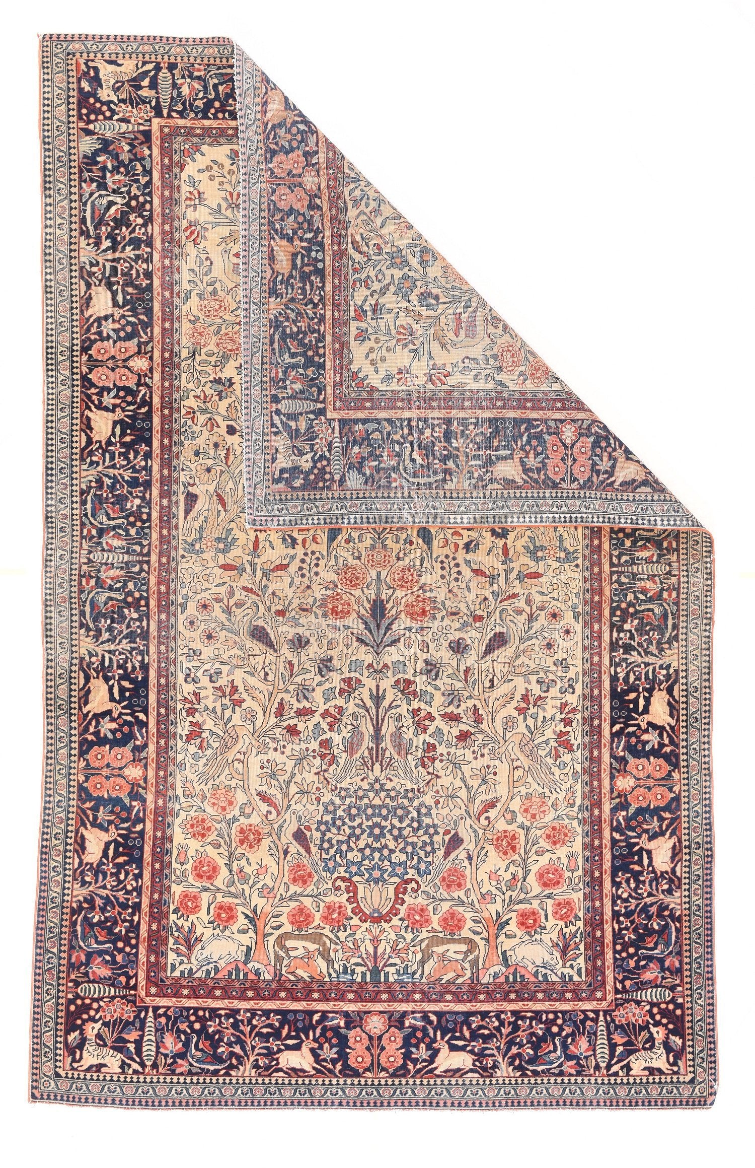 Antique Hand Made Mohtasham Kashan Persian Rug