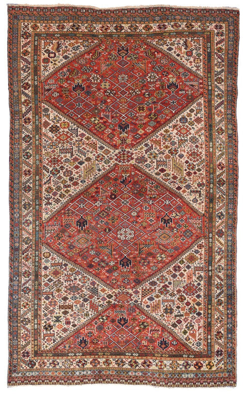 Antique Hand Made Kashkai / Kamseh Persian Rug